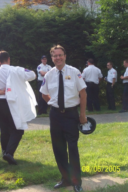 Ex-Chief Ted Reuss before the Ossining Parade.